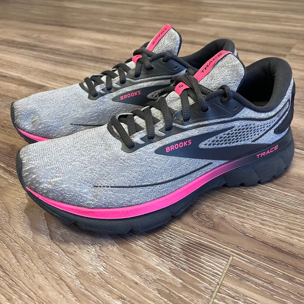 Brooks Trace 2 Women’s Running Shoes Gray Pink Black Size 8B 1203751B038 EUC